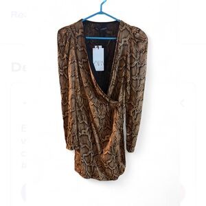 Zara Brown Snake Print Dress